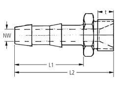 Króciec do Węża Spawalniczego - Gwint Zewnętrzny ze Stożkiem na Wejściu - do Gazów Spawalniczych - z Mosiądzu - KARASTO