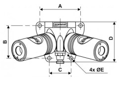 PrevoS1 - Uchwyt Ścienny ze Spustem - z Dwiema Szybkozłączkami z Odpowietrzeniem - PREVOST S1 - z Gwintem Wewnętrznym - DN 10,4 - Typ ESI 11 - 1 Klik