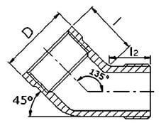 Kolanko Skręcane - 45° - z Gwintem Zewnętrznym i Wewnętrznym- ze Stali Szlachetnej