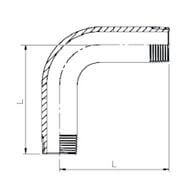 Rura Gwintowana Dwustronnie  - 90° - z Gwintem Zewnętrznym - ze Stali Szlachetnej