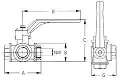 Zawór Kulowy - Trójdrożny - Typ L - z Mosiadzu Niklowanego - KARASTO