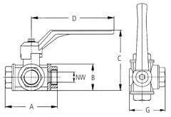 Zawór Kulowy - Trójdrożny - Typ T - z Mosiadzu Niklowanego - KARASTO