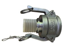 Złącze CAMLOCK - Typ C - Część Żeńska z Karbowanym Króćcem pod Obejmy Skorupowe - Powlekane PFA - EN 14420-7 - Stal Szlachetna