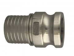Złącze CAMLOCK - Typ E - Część Męska z Karbowanym Króćcem do Węża - pod Obejmę Skorupową - EN 14420 - Stal Szlachetna