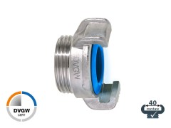 Oryginalne Złącze Geka Plus EK - do Wody Pitnej - z Gwintem Zewnętrznym - Stal Szlachetna - KTW-DVGW - KARASTO