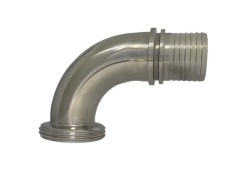 Złącze Mleczarskie - Higieniczne - DIN 11851 - Kolano - Część Męska z Karbowanym Króćcem do Węża - Stal Szlachetna