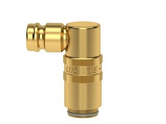 Adapter - Szybkozłączka DN 6 z Wtykiem DN 9 - Kąt 90° - z Zaworem - ESHMK-ESHS-90AB - LUDECKE