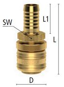 Szybkozłączka z Króćcem do Węża - STANDARD - DN 7,2 - Typ ES TM - z Zabezpieczeniem - Odpowiednik RECTUS Typ 25/26 - LUDECKE