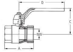 Zawór Kulowy - Typ 59 - z Gwintami Wewnętrznymi - z Mosiądzu Niklowanego - KARASTO