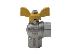 Zawór Kulowy do Gazu - Kątowy - Gwinty Wewnętrzne - Motylek - FIDO-SFERA - Art. 9068 - Produkt Włoski