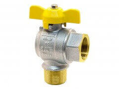 Zawór Kulowy do Gazu - Kątowy - Nyplowy - Motylek - Produkt Włoski