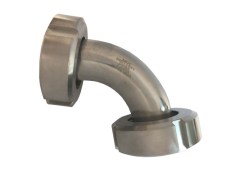 Złącze Mleczarskie - Higieniczne - DIN 11851 - Kolano - Części  Żeńskie z Nakrętkami Obustronnie - Stal Szlachetna