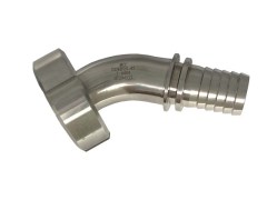 Złącze Mleczarskie - Higieniczne - DIN 11851 - Kątowe - Część Żeńska z Karbowanym Króćcem do Węża - Stal Szlachetna