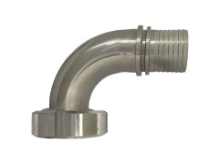 Złącze Mleczarskie - Higieniczne - DIN 11851 - Kolano - Część Żeńska z Karbowanym Króćcem do Węża - Stal Szlachetna