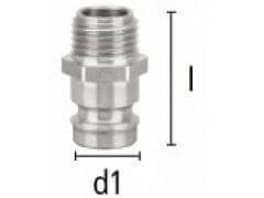 Wtyk Szybkozłączki z Gwintem Zewnętrznym bez Zaworu Zamykającego ze Stali Szlachetnej - Rozmiar 9 - DN 6 - Typ ESHME - LUDECKE - HASCO Z 8
