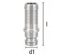 Wtyk Szybkozłączki z Króćcem do Węża ze Stali Szlachetnej - Rozmiar 13 - DN 9 - Typ ESHE - LUDECKE - HASCO Z 8