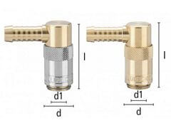Szybkozłączka z Króćcem do Węża Pod Kątem 90° - Rozmiar 13,5mm - DN 9 - Typ ESD TL - Odpowiednik DME 3/8'' - LUDECKE
