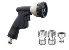 Zestaw Startowy ze Zraszaczem i Złączami do Ogrodu - Pistolet Zraszający Multi-showers 9S ze Złączami GEKA Plus "push-fit"