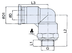 Złącze Wtykowe Kątowe z Gwintem Zewnętrznym oraz Uszczelką